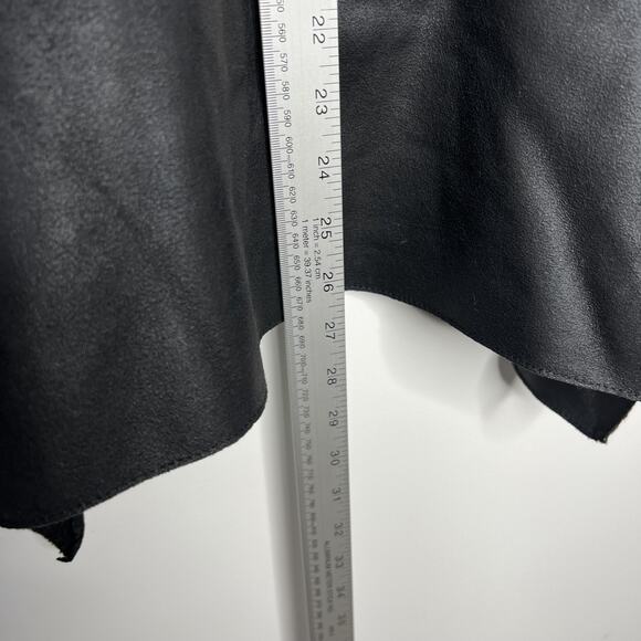 Nine West Jeans Vest Womens‎ Medium Black Faux Fur Collar Moto Zipper Pockets - Picture 9 of 10